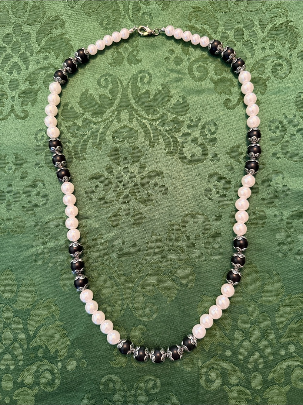 Elegant Black and White Bead Necklace - Classic Women's Jewelry - 26”